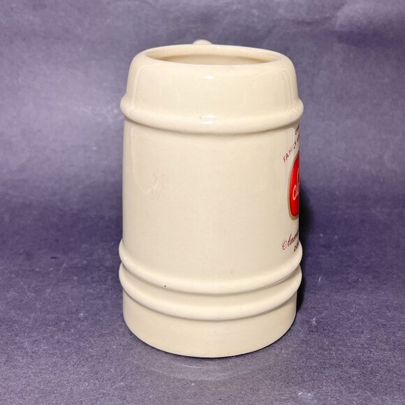 Vtg Schaefer Ceramic Pottery Beer Stein Mug Wheeling Ivory Barware Souvenir 50s - Picture 6 of 15